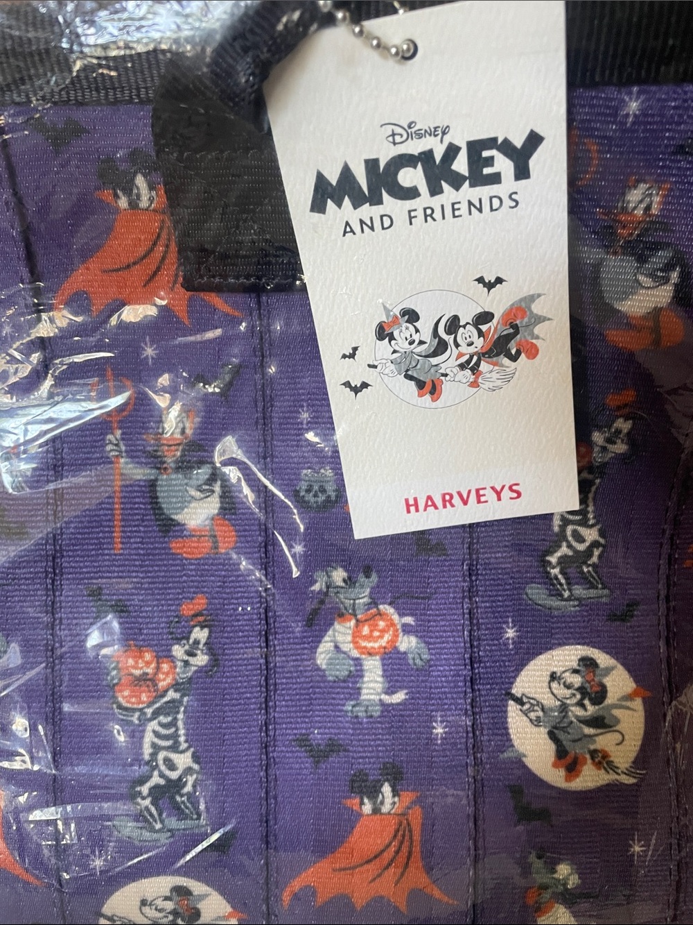 Harveys Disney Halloween vertical medium streamline tote in Purple and Black - Picture 2 of 3